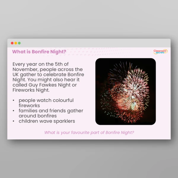 An image of the Bonfire Night Whole School Assembly PPT Resource