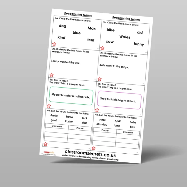 An image of the Free Recognising Nouns Varied Fluency Resource