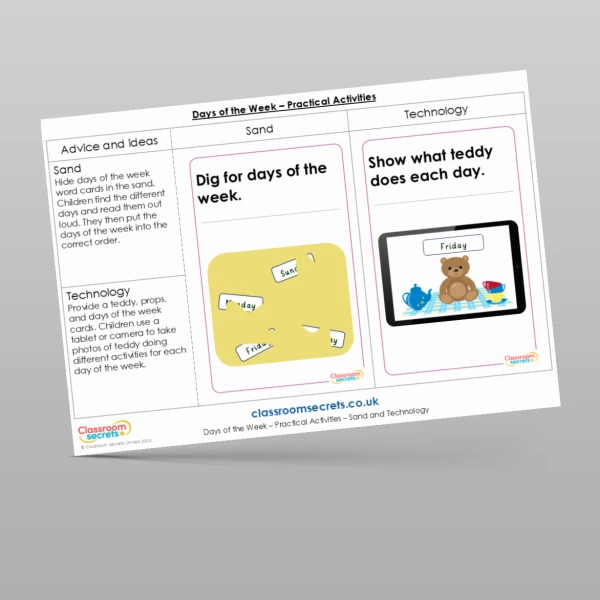 An image of the Days of the Week Practical Activities Resource