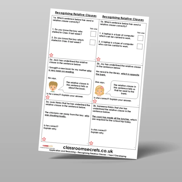 An image of the Recognising Relative Clauses Application and Reasoning Resource