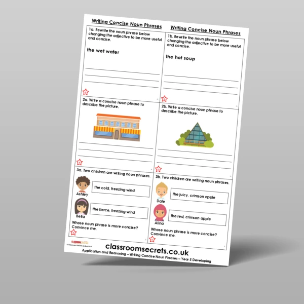 An image of the Writing Concise Noun Phrases Application and Reasoning Resource