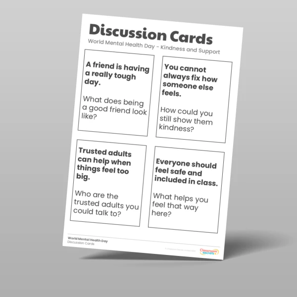 An image of the KS2 World Mental Health Day Discussion Cards Resource