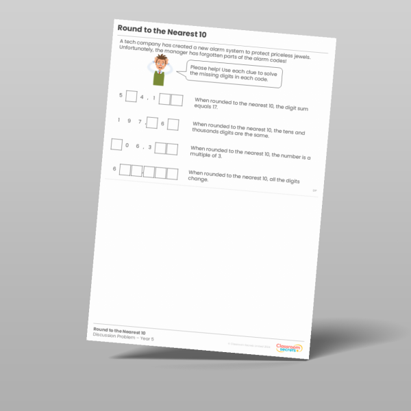 Year 5 Round To The Nearest 10 Discussion Problem Resource | Classroom ...