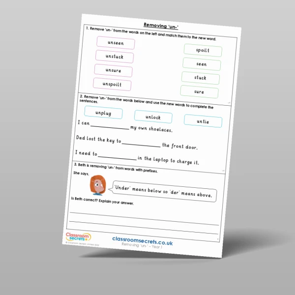 An image of the Removing 'un-' Mixed Activity Resource