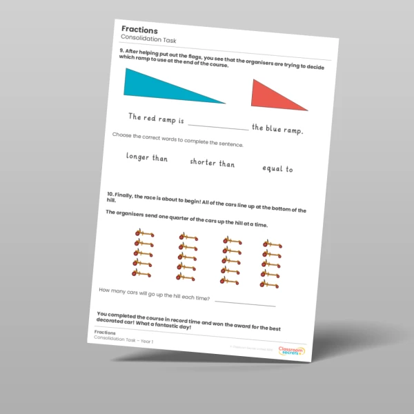 An image of the Fractions Consolidation Task Resource
