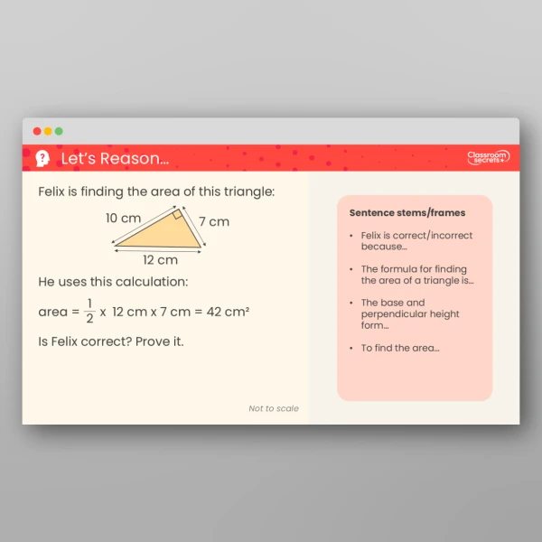An image of the Area of a Right-Angled Triangle Teaching PPT Resource