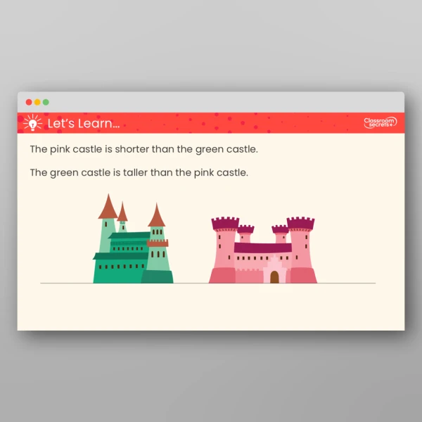 An image of the Compare Lengths and Heights Teaching PPT Resource
