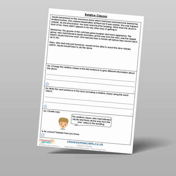 Year 5 Relative Clauses Application And Reasoning Resource | Classroom ...