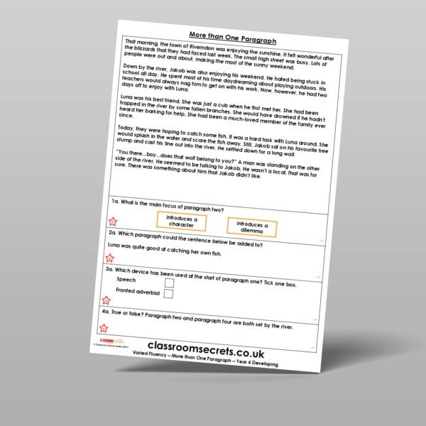 An image of the More than One Paragraph Varied Fluency Resource