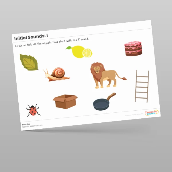 An image of the Initial Sounds Worksheet: l Resource