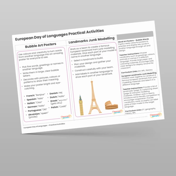 An image of the European Day of Languages Practical Activities Resource