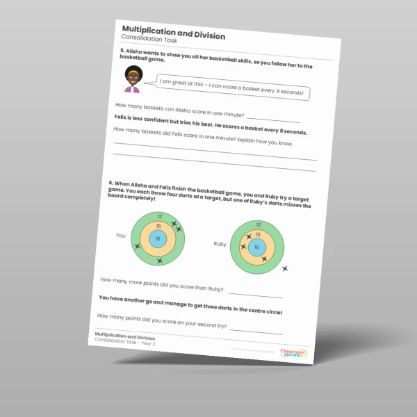 An image of the Multiplication and Division Consolidation Task Resource