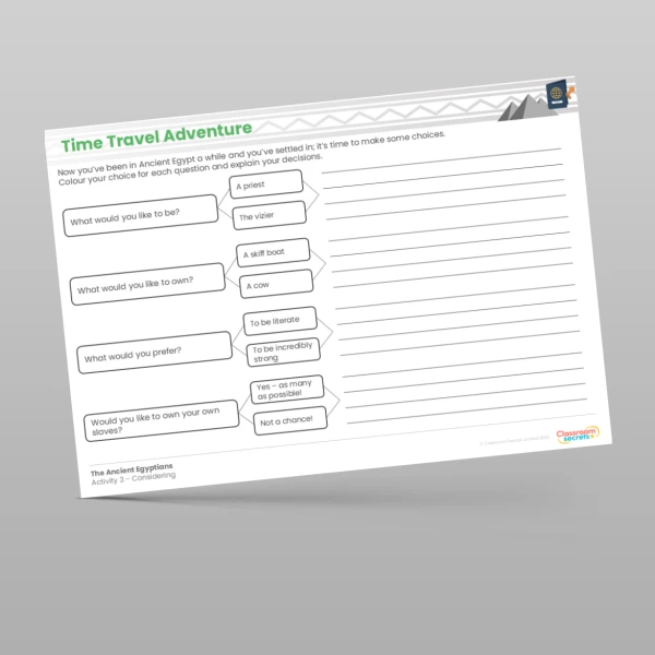 An image of the Time Travel Adventure - The Ancient Egyptians Resource