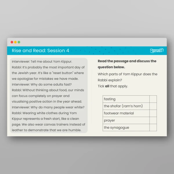 An image of the Rise and Read Yom Kippur Resource
