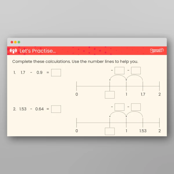 An image of the Add and Subtract Decimals Across 1 Teaching PPT Resource