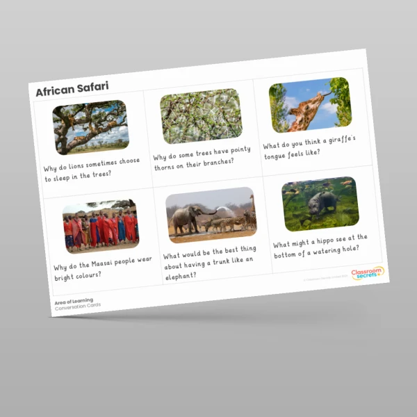 An image of the Amazing World - African Safari Conversation Cards Resource