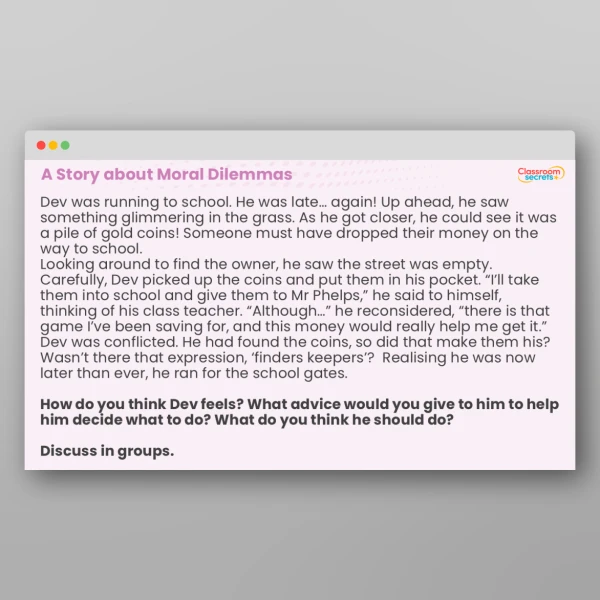 An image of the UKS2 What Is a Moral Dilemma? PPT Resource