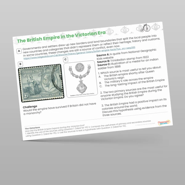 An image of the Lesson 4: How Did the British Empire Expand during the Victorian Era? Worksheet Resource