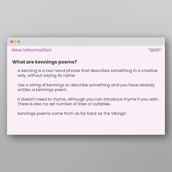 An image of the Kennings Poems Activity Resource