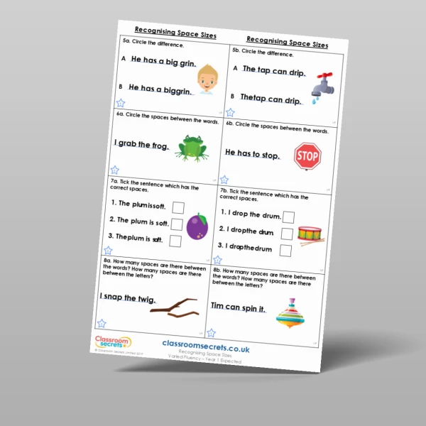 An image of the Recognising Space Sizes Varied Fluency Resource
