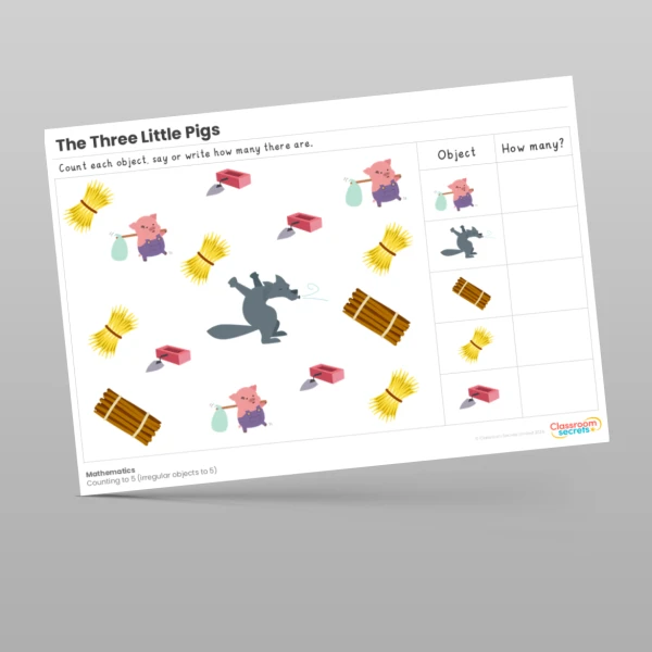 An image of the The Three Little Pigs Traditional Tales Maths Activities Resource