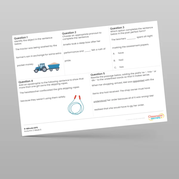 An image of the 5-Minute GPS Autumn 2 Week 6 Resource