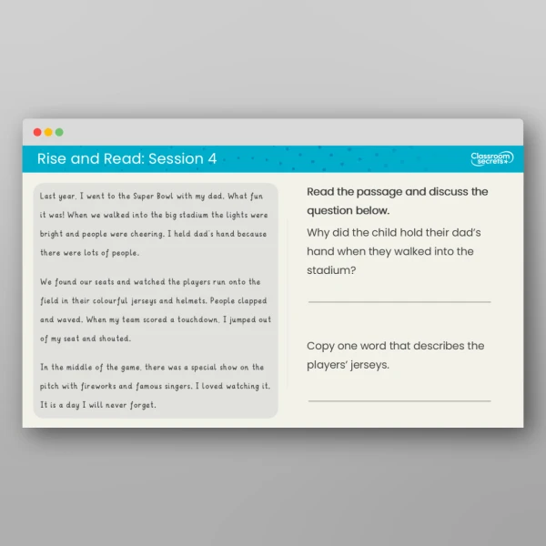 An image of the Rise and Read The Super Bowl Resource