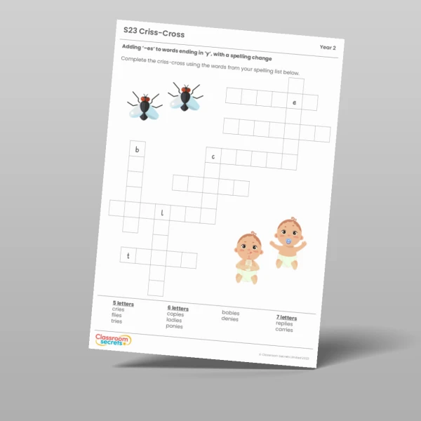 An image of the Spring 2 Week 2 Spelling - S23 - Adding ‘–es’ to words ending in ‘y’, with a spelling change Resource