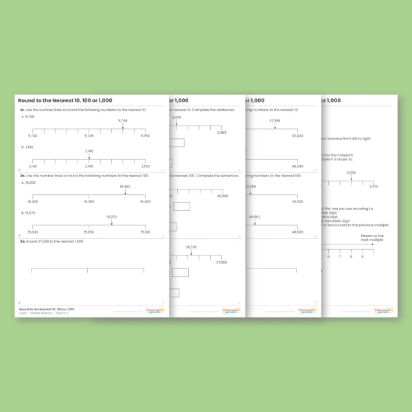 Year 5 Round to the Nearest 10, 100 or 1,000 Place Value Varied Fluency