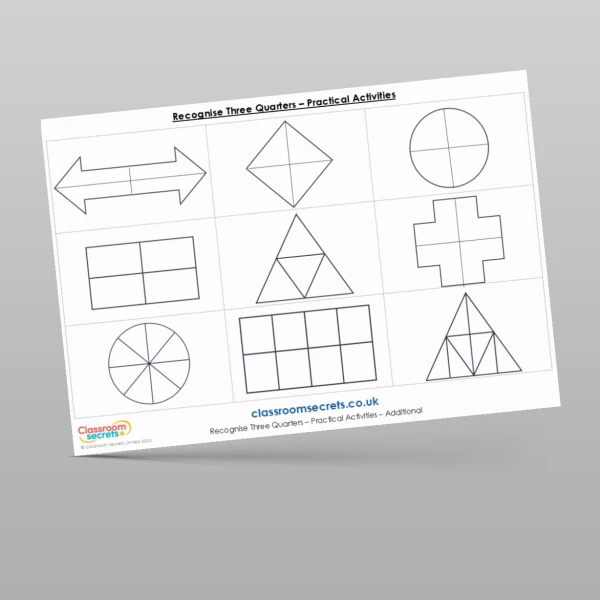 An image of the Recognise Three Quarters Practical Activities Resource