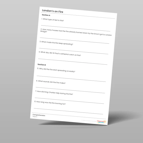 An image of the London's on Fire Whole Class Guided Reading Pack Resource