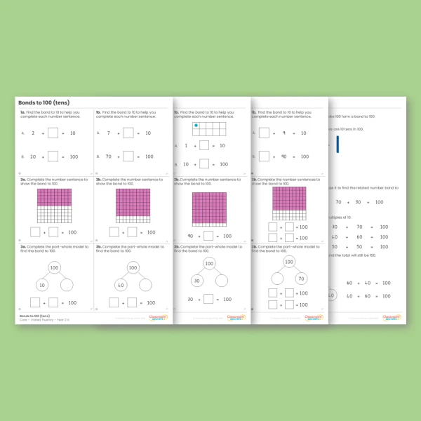 Year 2 Bonds to 100 (Tens) Place Value Varied Fluency