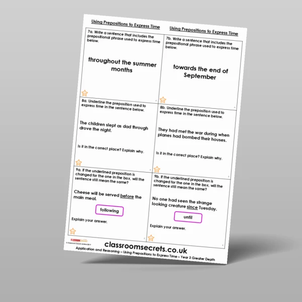 An image of the Using Prepositions to Express Time Application and Reasoning Resource