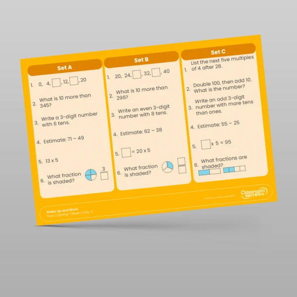 An image of the Spring 1 Week 4 Wake Up and Work Resource