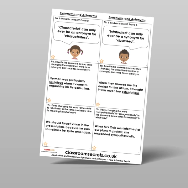 An image of the Synonyms and Antonyms Application and Reasoning Resource