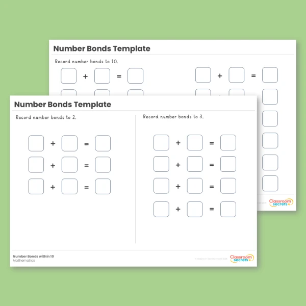 Year 1 Number Bonds within 10 Templates