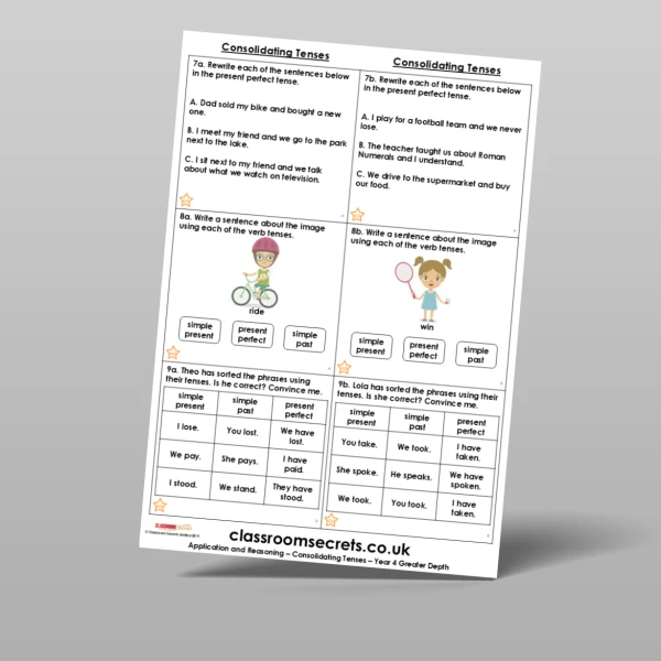An image of the Consolidating Tenses Application and Reasoning Resource
