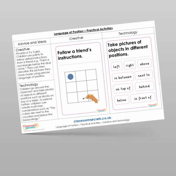 An image of the Language of Position Practical Activities Resource