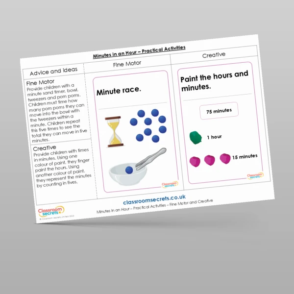 An image of the Minutes in an Hour Practical Activities Resource