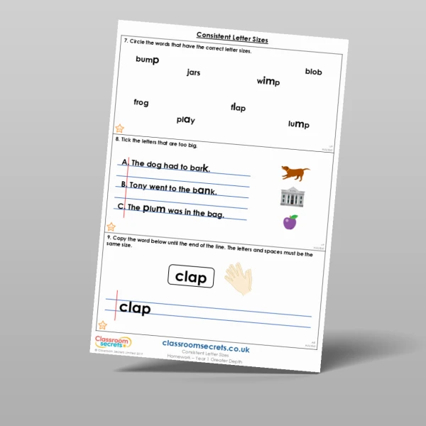 An image of the Consistent Letter Sizes Homework Resource