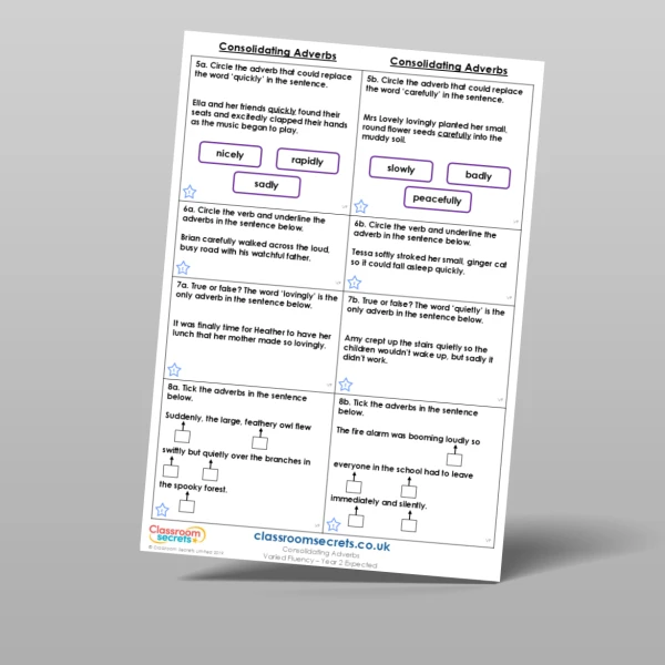 An image of the Consolidating Adverbs Varied Fluency Resource