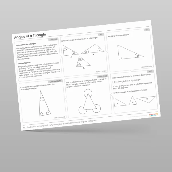 An image of the Angles of a Triangle Tutor Mat Resource
