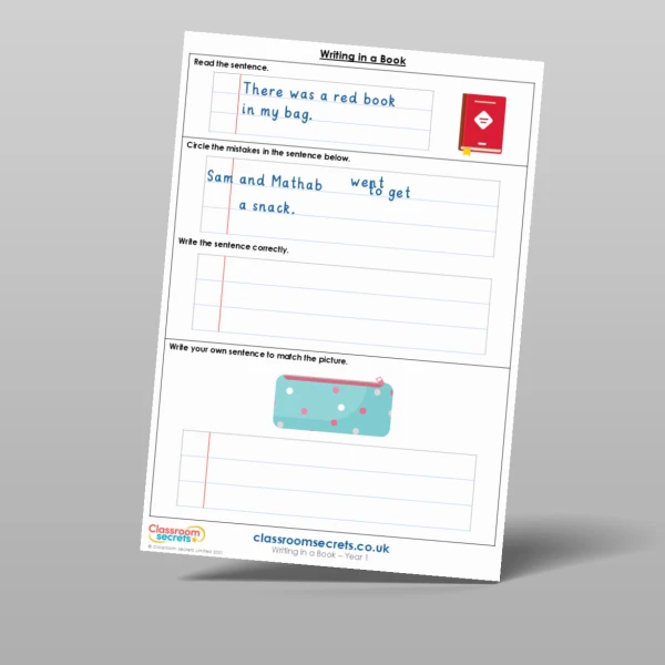 An image of the Writing in a Book Mixed Activity Resource