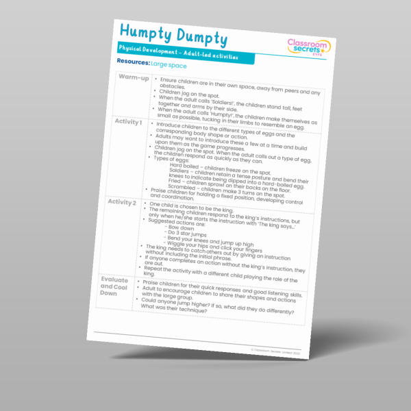 Eyfs Humpty Dumpty Physical Development Resource | Classroom Secrets