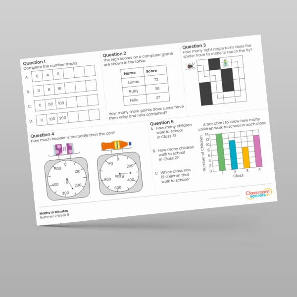 An image of the Summer 2 Week 5 Maths in Minutes Resource