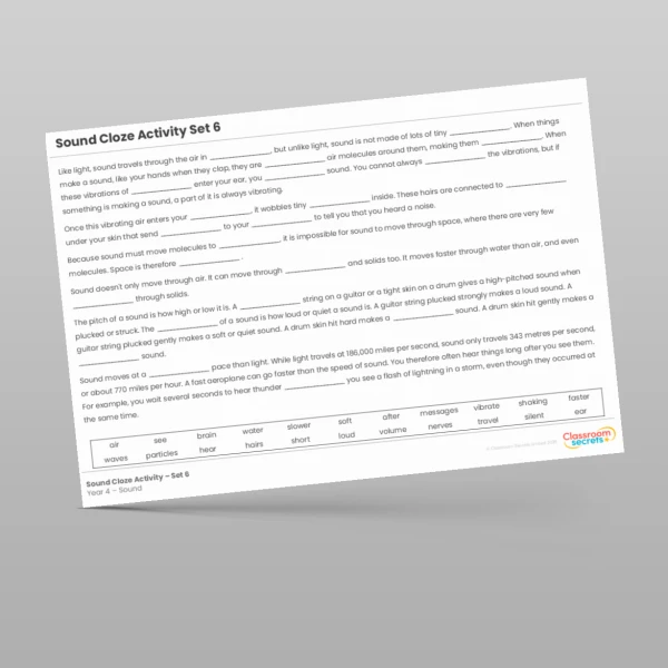 An image of the Sound Cloze Activity Resource