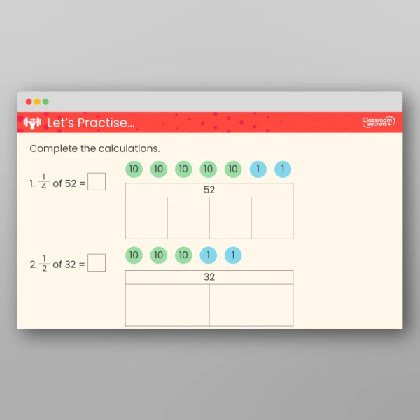 An image of the Unit Fractions of a Set of Objects Teaching PPT Resource