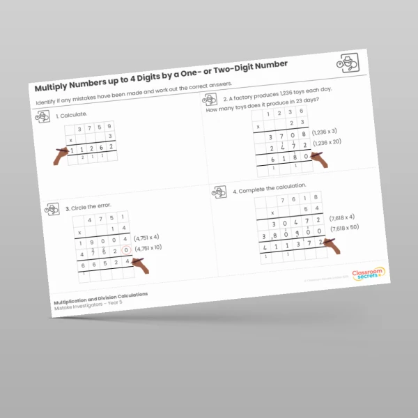 An image of the Multiplication and Division Calculations Mistake Investigators Resource