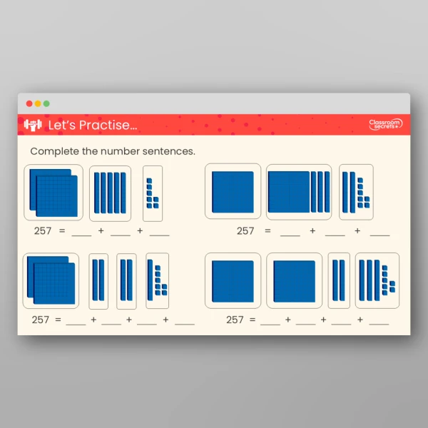 An image of the Flexible Partitioning of Numbers to 1,000 Teaching PPT Resource