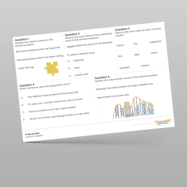 An image of the 5-Minute GPS Autumn 2 Week 6 Resource